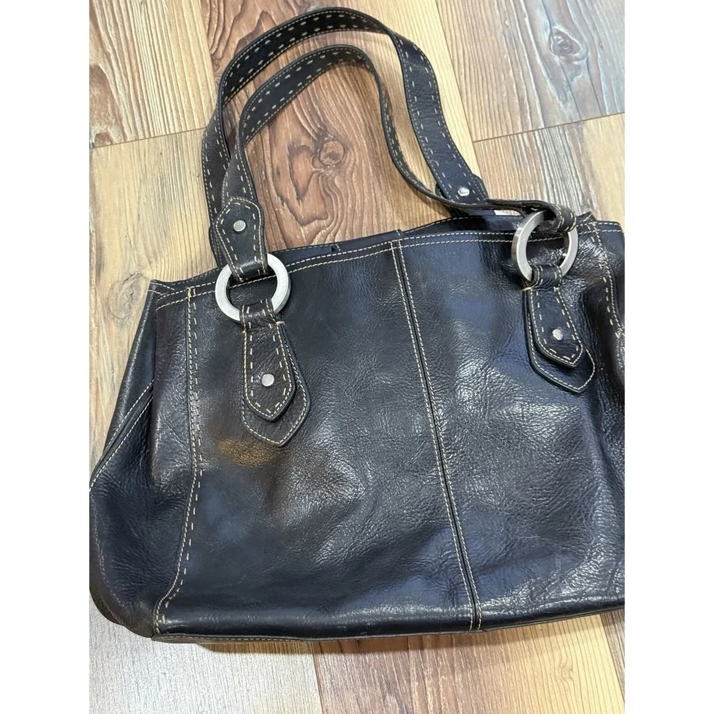 Fossil, Woman's, Bag, Black, Vintage, Leather, Large, Satchel Style, Shoulder